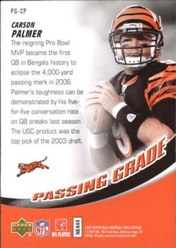 2007 Upper Deck First Edition - Passing Grade #PG-CP Carson Palmer Back