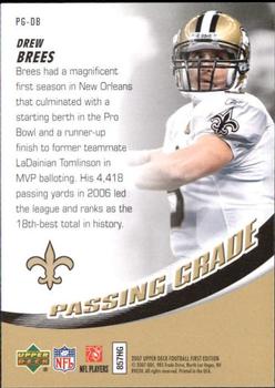 2007 Upper Deck First Edition - Passing Grade #PG-DB Drew Brees Back