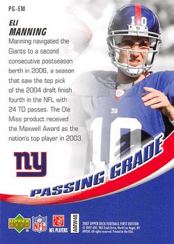 2007 Upper Deck First Edition - Passing Grade #PG-EM Eli Manning Back