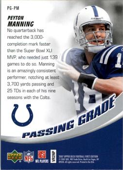 2007 Upper Deck First Edition - Passing Grade #PG-PM Peyton Manning Back