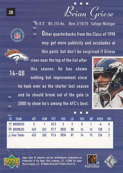 2000 SP Authentic #28 Brian Griese Back