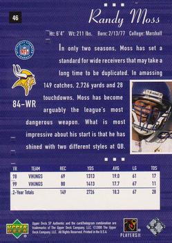 2000 SP Authentic #46 Randy Moss Back