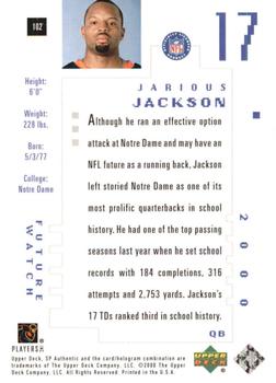 2000 SP Authentic #102 Jarious Jackson Back