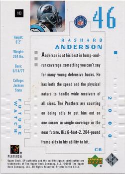 2000 SP Authentic #103 Rashard Anderson Back