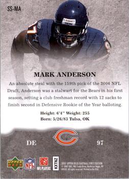 2007 Upper Deck First Edition - Sophomore Sensations #SS-MA Mark Anderson Back