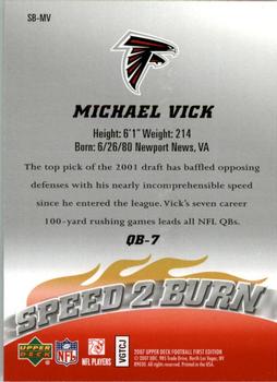 2007 Upper Deck First Edition - Speed 2 Burn #SB-MV Michael Vick Back