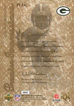 2007 Upper Deck Premier - Impressions Autographs Gold #PI-DC David Clowney Back