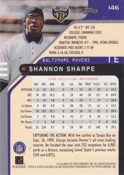 2000 Stadium Club #146 Shannon Sharpe Back