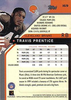 2000 Stadium Club #169 Travis Prentice Back