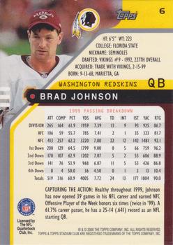 2000 Stadium Club #6 Brad Johnson Back