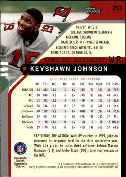 2000 Stadium Club #20 Keyshawn Johnson Back