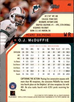 2000 Stadium Club #41 O.J. McDuffie Back