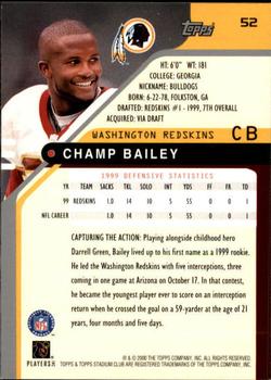 2000 Stadium Club #52 Champ Bailey Back