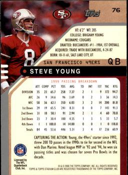 2000 Stadium Club #76 Steve Young Back