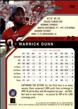 2000 Stadium Club #92 Warrick Dunn Back