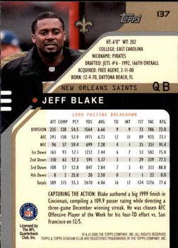 2000 Stadium Club #137 Jeff Blake Back