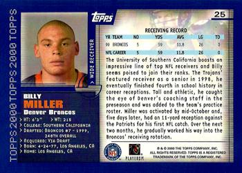 2000 Topps #25 Billy Miller Back