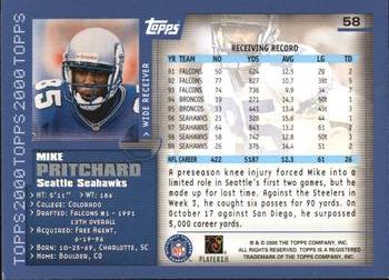 2000 Topps #58 Mike Pritchard Back