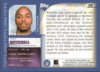 2000 Topps #59 Deon Mitchell Back