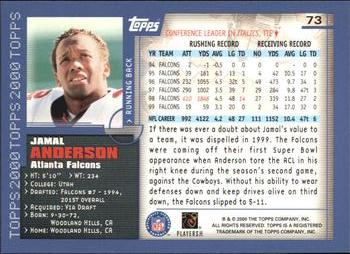 2000 Topps #73 Jamal Anderson Back