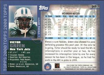 2000 Topps #98 Victor Green Back