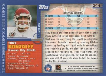 2000 Topps #244 Tony Gonzalez Back