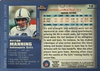 2000 Topps Chrome #16 Peyton Manning Back