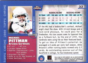 2000 Topps Chrome #33 Michael Pittman Back