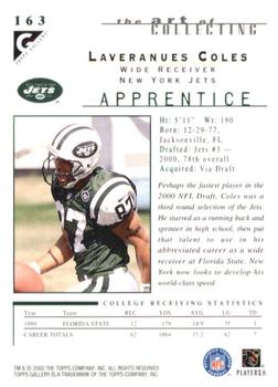 2000 Topps Gallery #163 Laveranues Coles Back