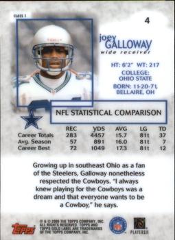 2000 Topps Gold Label #4 Joey Galloway Back