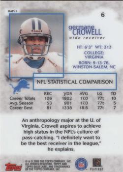 2000 Topps Gold Label #6 Germane Crowell Back