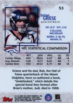 2000 Topps Gold Label #53 Brian Griese Back
