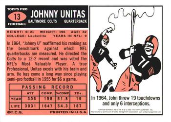 2000 Topps - Johnny Unitas Reprints #R9 Johnny Unitas Back