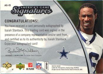 2007 Upper Deck Trilogy - America's Game Signatures #AG-IS Isaiah Stanback Back