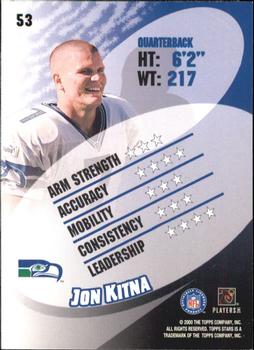 2000 Topps Stars #53 Jon Kitna Back