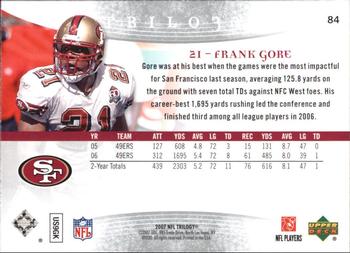 2007 Upper Deck Trilogy - Platinum #84 Frank Gore Back
