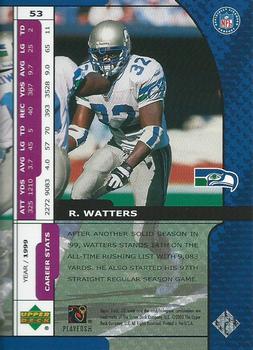 2000 UD Ionix #53 Ricky Watters Back