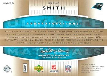 2007 Upper Deck Ultimate Collection - Ultimate Materials Gold #UM-SS Steve Smith Back