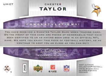 2007 Upper Deck Ultimate Collection - Ultimate Materials Silver #UM-CT Chester Taylor Back