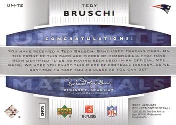 2007 Upper Deck Ultimate Collection - Ultimate Materials Silver #UM-TE Tedy Bruschi LB Back