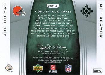 2007 Upper Deck Ultimate Collection - Rookie Materials Silver #URM-JT Joe Thomas Back