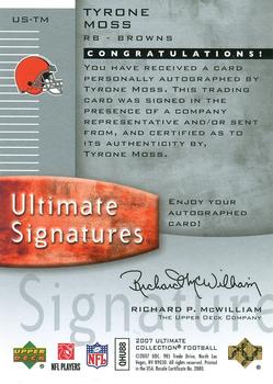 2007 Upper Deck Ultimate Collection - Ultimate Signatures #US-TM Tyrone Moss Back
