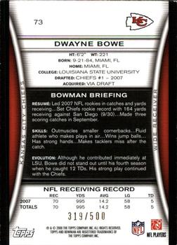 2008 Bowman - Blue #73 Dwayne Bowe  Back