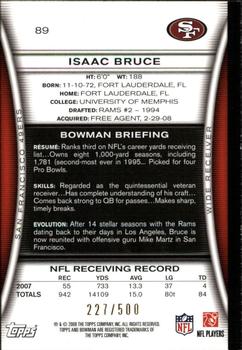 2008 Bowman - Blue #89 Isaac Bruce  Back
