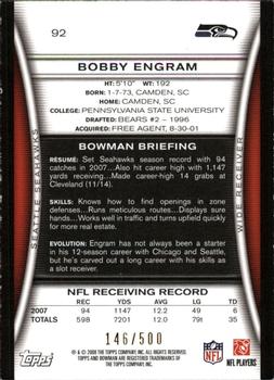 2008 Bowman - Blue #92 Bobby Engram  Back