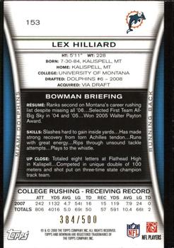 2008 Bowman - Blue #153 Lex Hilliard  Back