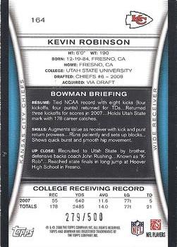 2008 Bowman - Blue #164 Kevin Robinson  Back