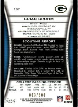 2008 Bowman - Blue #167 Brian Brohm  Back