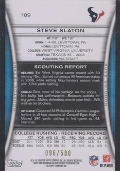 2008 Bowman - Blue #189 Steve Slaton  Back