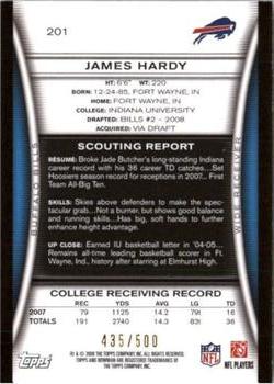 2008 Bowman - Blue #201 James Hardy  Back